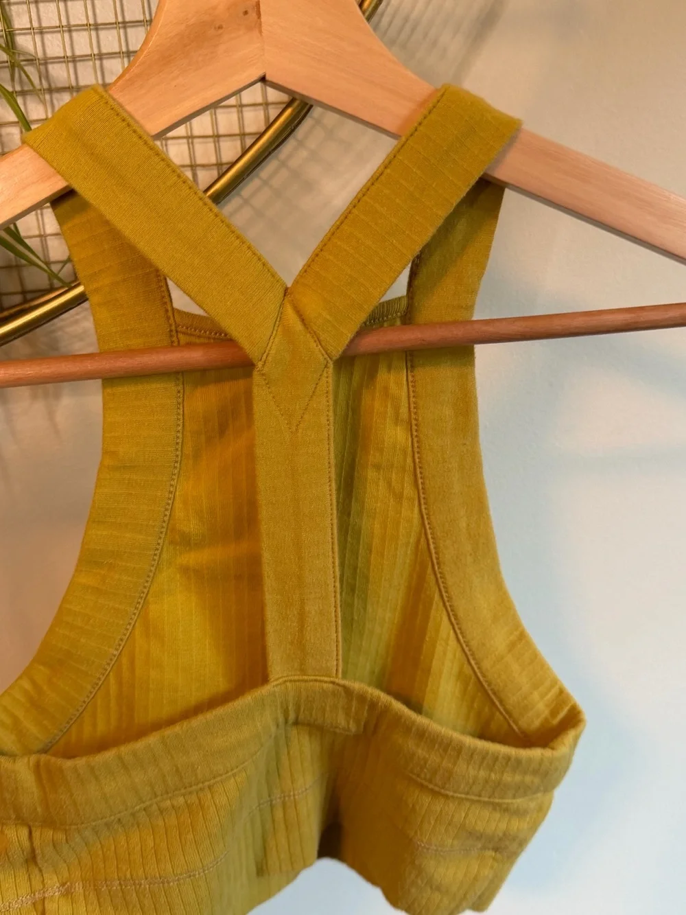 Ribbed Crossback Crop Tank - Chartreuse